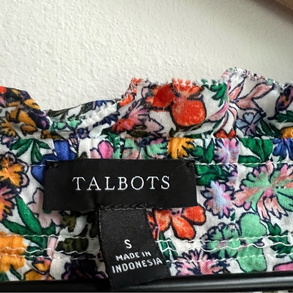 Talbots Blouse Floral Ditsy Popover Ribbon Trim Button Prairie Cottage Peasant S - Picture 8 of 13